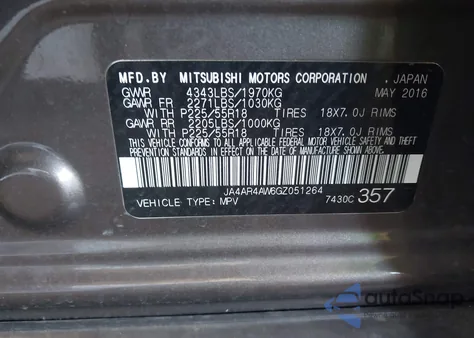 2016 Mitsubishi Outlander Sport 2.4 Sel z USA, uszkodzony, nr VIN JA4AR4AW6GZ051264